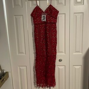 Self Portrait Arabella Dress Dark Red Size US 10
